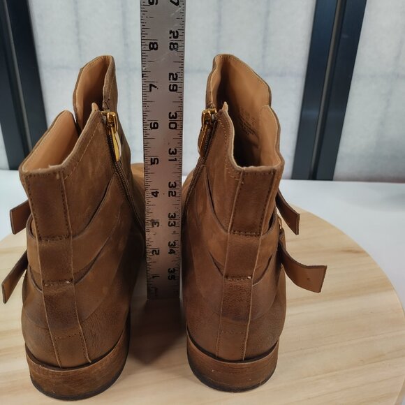 FRANCO SARTO KACEY Leather Strappy Ankle Boots Distressed Brown Women US 12M - Picture 5 of 13